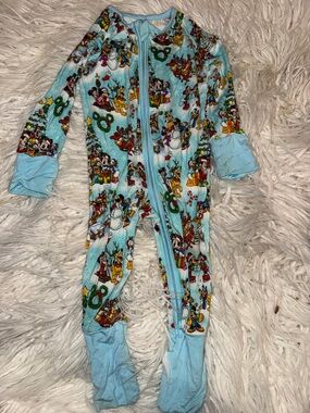 Light Blue Kids Holiday Character Footed One-Piece Pajamas